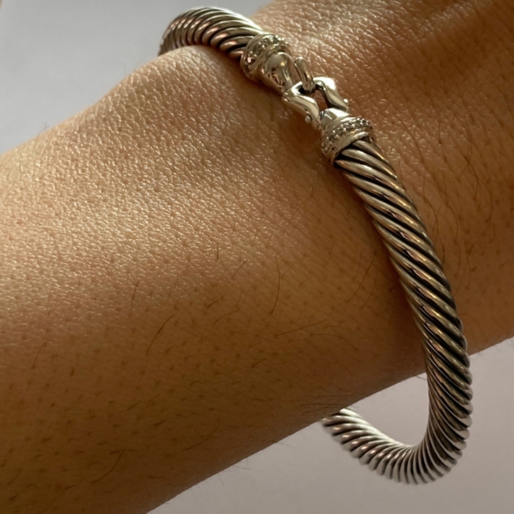 David Yurman 5mm diamond buckle bracelet. Size xl